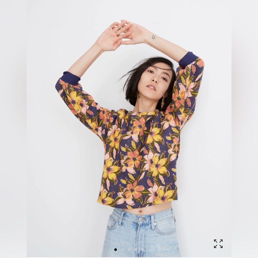 Madewell island Magnolias jacquard sweatshirt size S